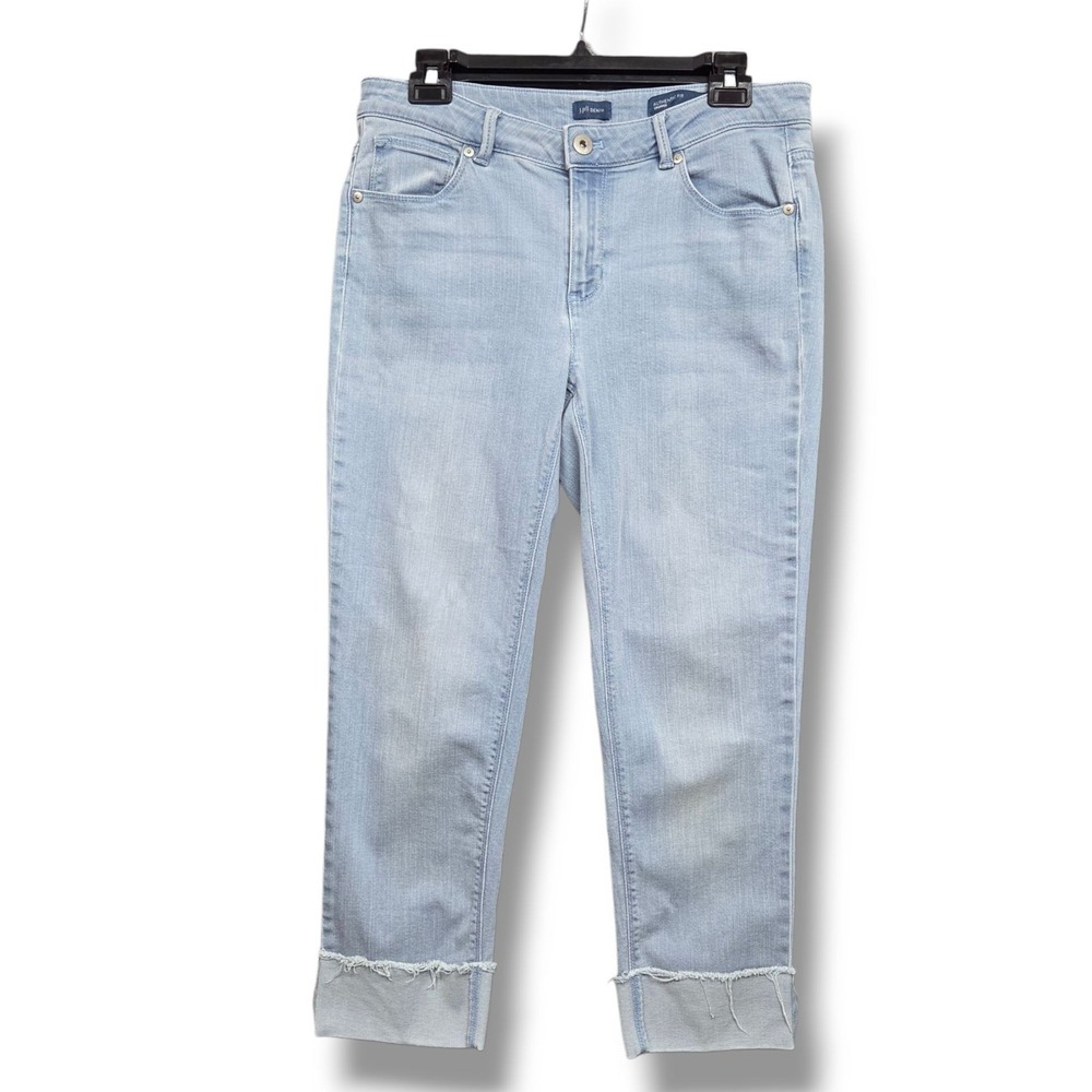 J Jill Authentic Fit Cropped Jeans Womens 10 Cuffed Mid Rise Light Wash